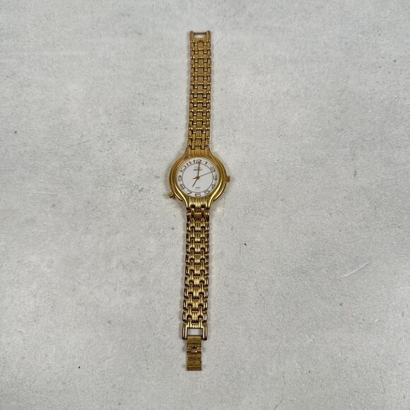 VTG Timex Watch Womens 30mm Round White Dial Gold Tone Indiglo New Battery - Picture 2 of 15